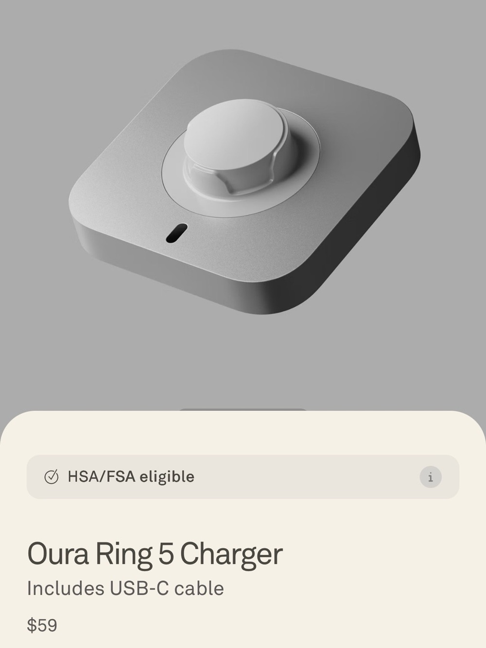 Oura Ring 5 Charging Dock - Silver Gray